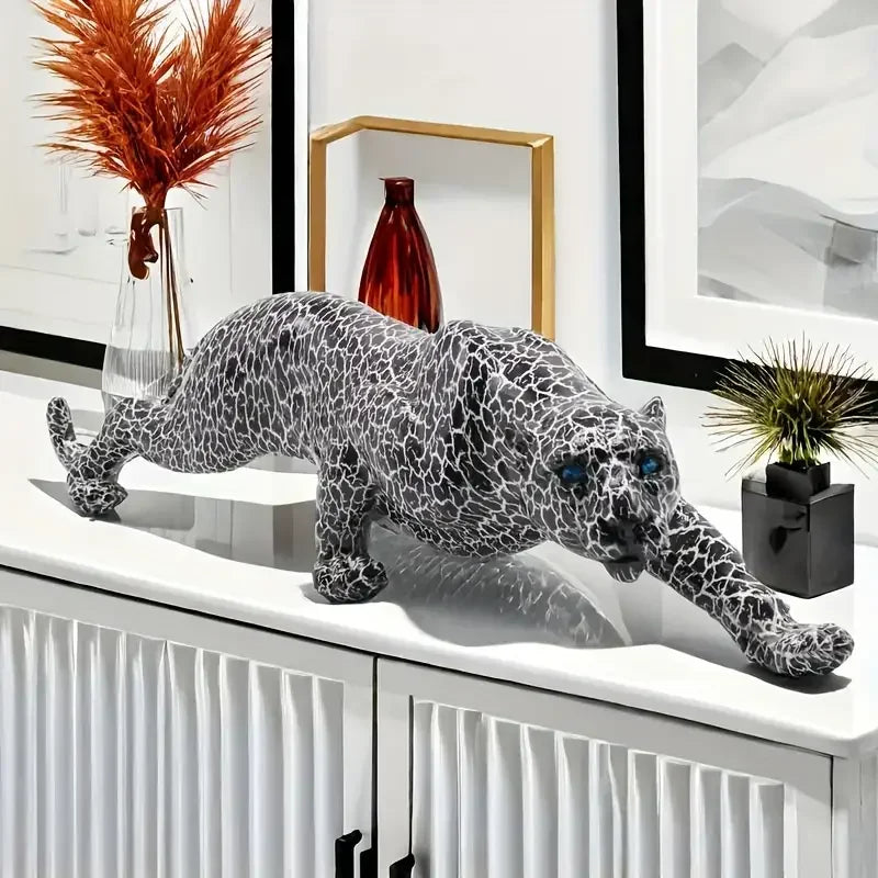 Modern Cheetah Sculpture – Contemporary Resin Statement Accent