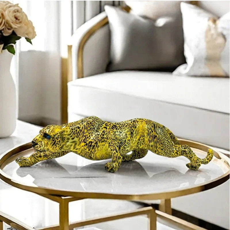 Modern Cheetah Sculpture – Contemporary Resin Statement Accent