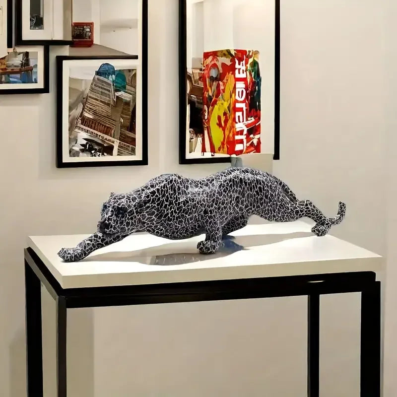 Modern Cheetah Sculpture – Contemporary Resin Statement Accent