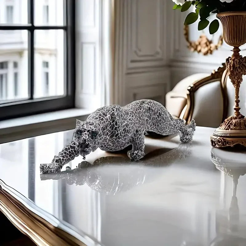 Modern Cheetah Sculpture – Contemporary Resin Statement Accent