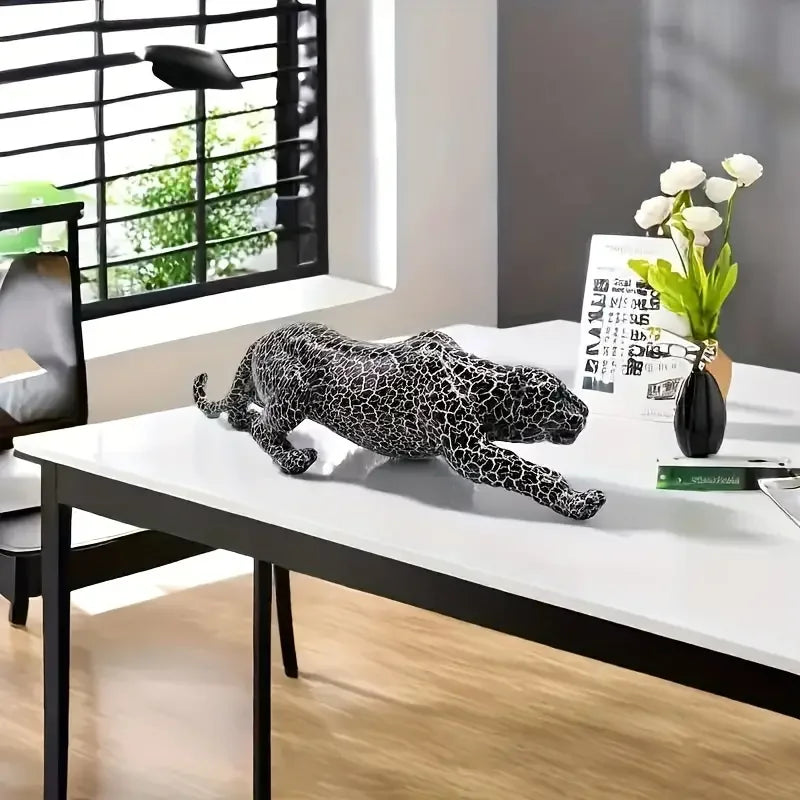 Modern Cheetah Sculpture – Contemporary Resin Statement Accent
