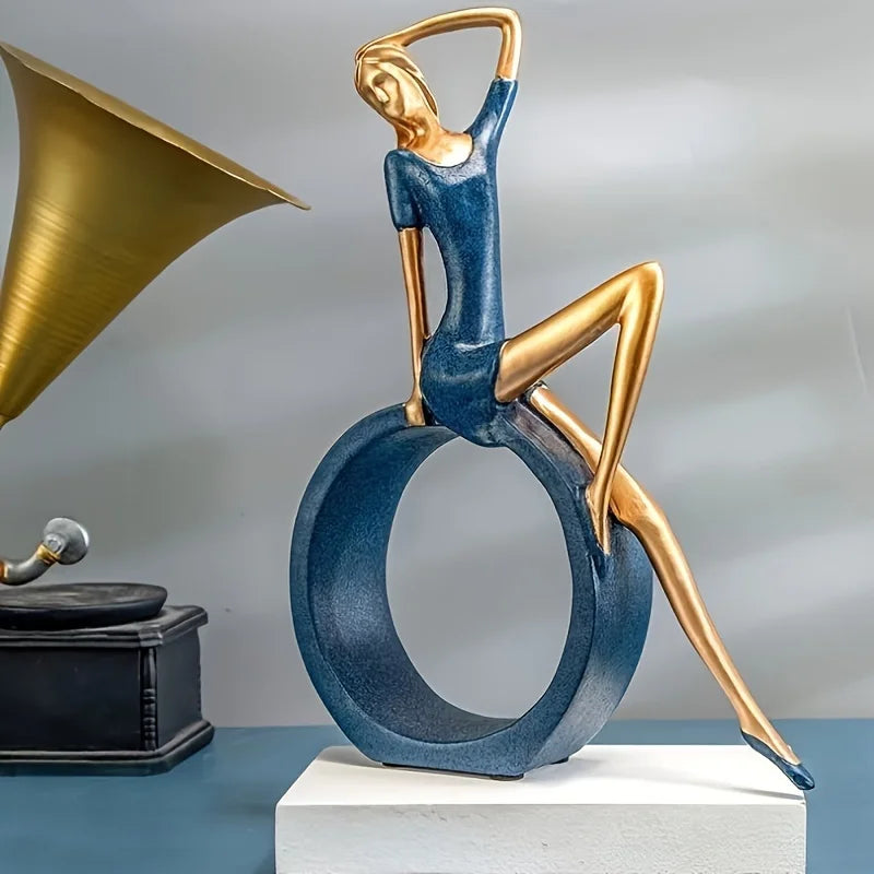 Yoga Reading "OK" Girl Ornament Modern Resin Literary Sculpture