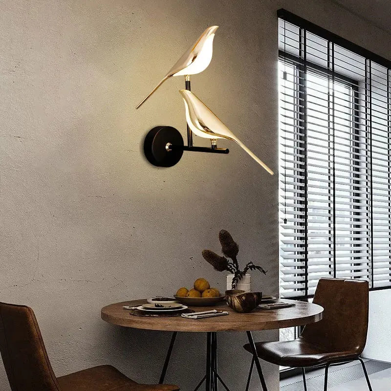 Magpie Bird LED Wall Lamp – 360° Rotatable Touch Sconce
