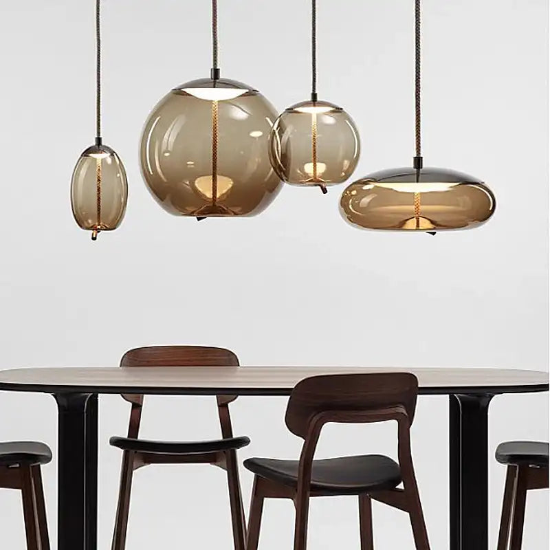 Nordic Glass LED Pendant Light – Smoked Glass & Rope