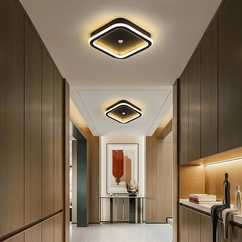 Modern Black PIR Motion Sensor Ceiling Light - Smart Indoor Induction Lamp