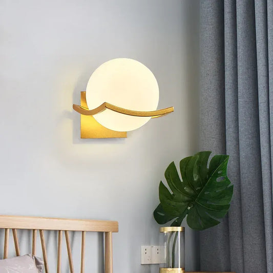 Post-Modern Moon LED Wall Lamp – Glass Globe Sconce