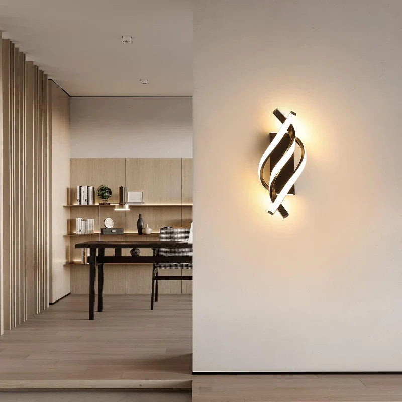 Modern Spiral LED Wall Lamp – Curved Minimalist Indoor Sconce