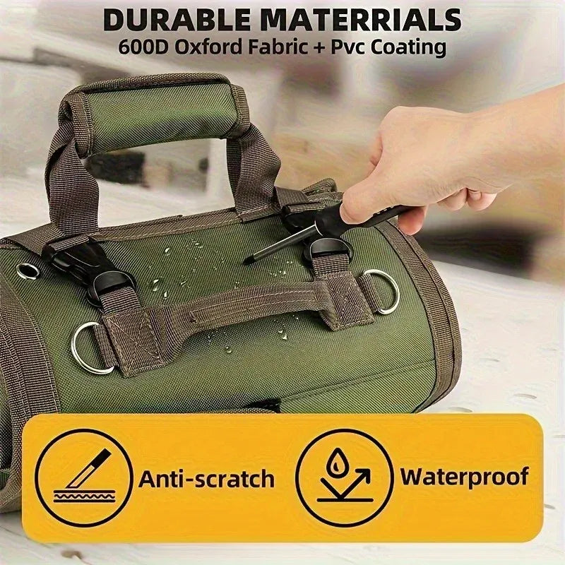 Professional Multi-Pocket Tool Roll-Up Bag Portable Hardware Organizer