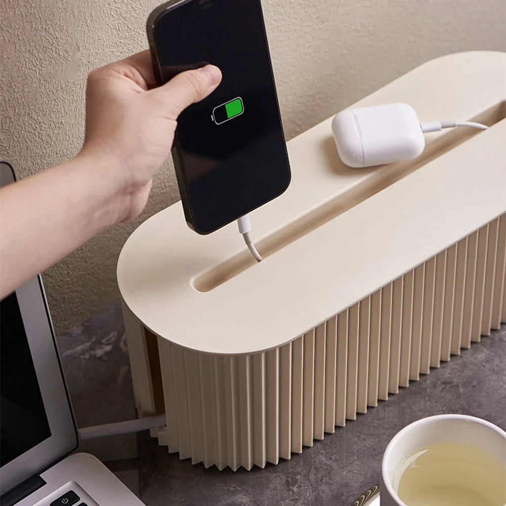 Multifunctional Cable Management Box Dustproof Power Strip & Cord Organizer