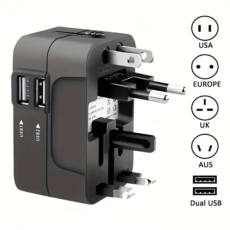 Universal Travel Adapter - Dual USB, Surge Protection