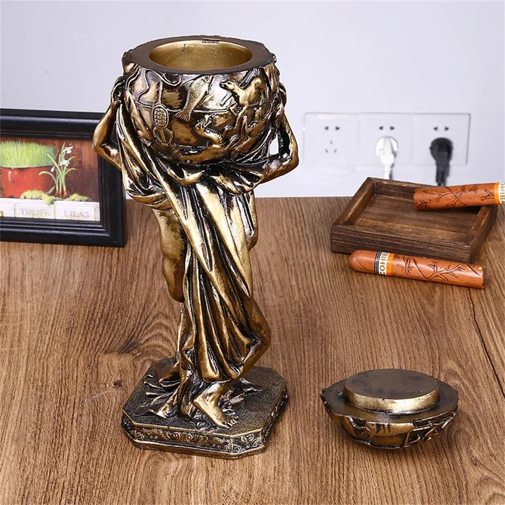 Greek Atlas Sculpture – Mythological Titan Resin Bronze Decor
