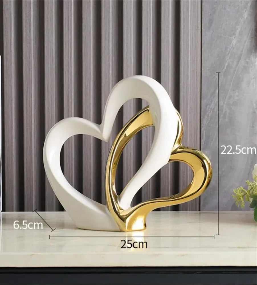 Nordic Ceramic Heart Sculpture – Electroplated Love Decor