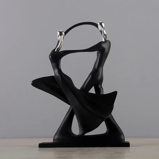 Nordic Dancing Couple Sculpture – Modern Abstract Resin Art