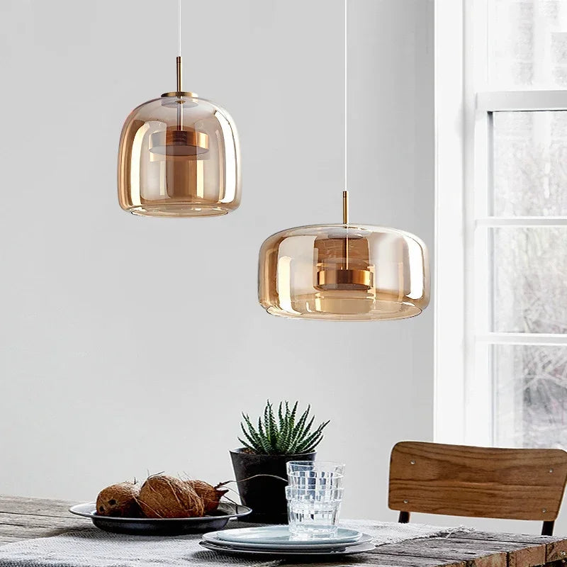 Nordic LED Glass Pendant Light Modern Hanging Lamp for Dining & Bar