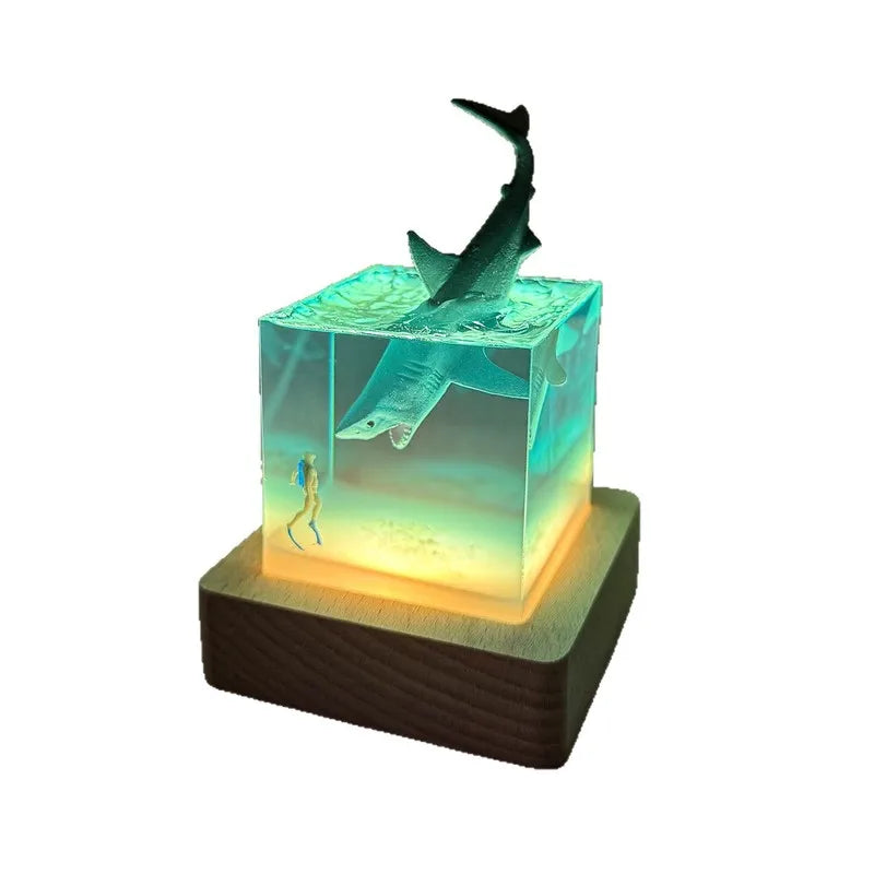 Ocean Whale Resin Nightlight 3D Micro-Landscape Desktop Decor