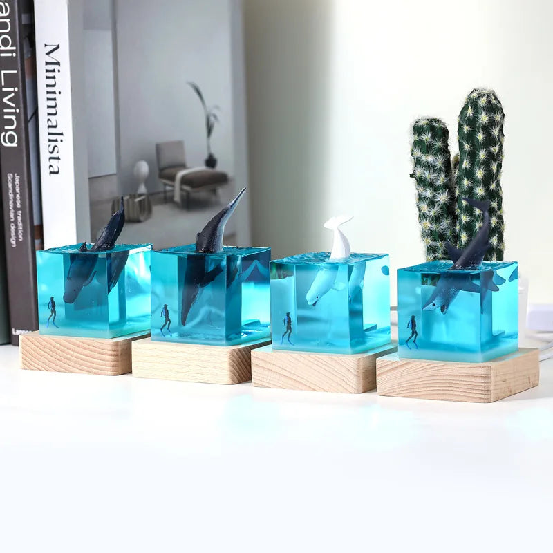 Ocean Whale Resin Nightlight 3D Micro-Landscape Desktop Decor