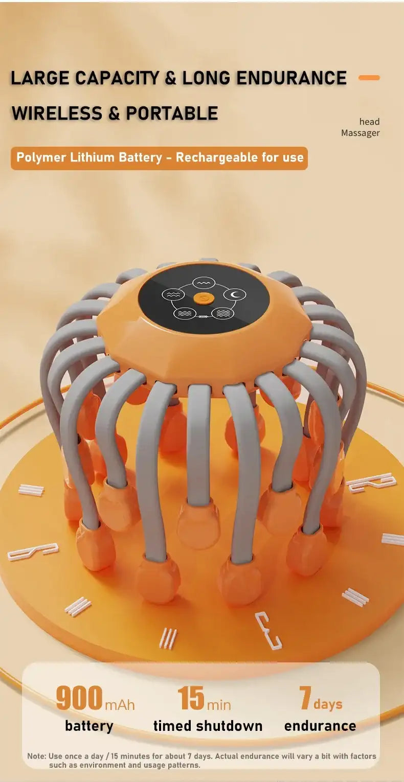 Wireless Octopus Scalp Massager - 20 Heads & 5 Modes