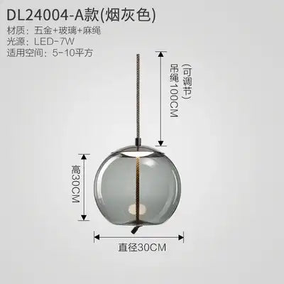 Nordic Glass LED Pendant Light – Smoked Glass & Rope