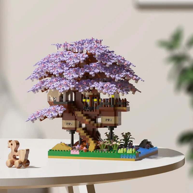 Pink Cherry Tree House Building Blocks – Micro-Particle Model