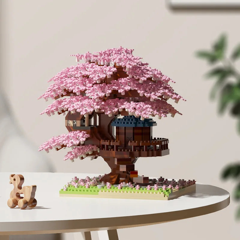 Pink Cherry Tree House Building Blocks – Micro-Particle Model