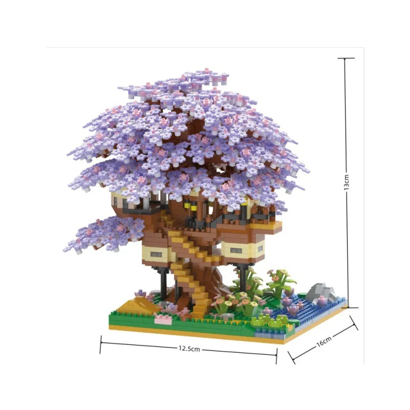Pink Cherry Tree House Building Blocks – Micro-Particle Model