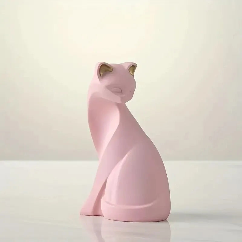 Nordic Couple Cat Sculpture – Resin Love Cat Home Decor