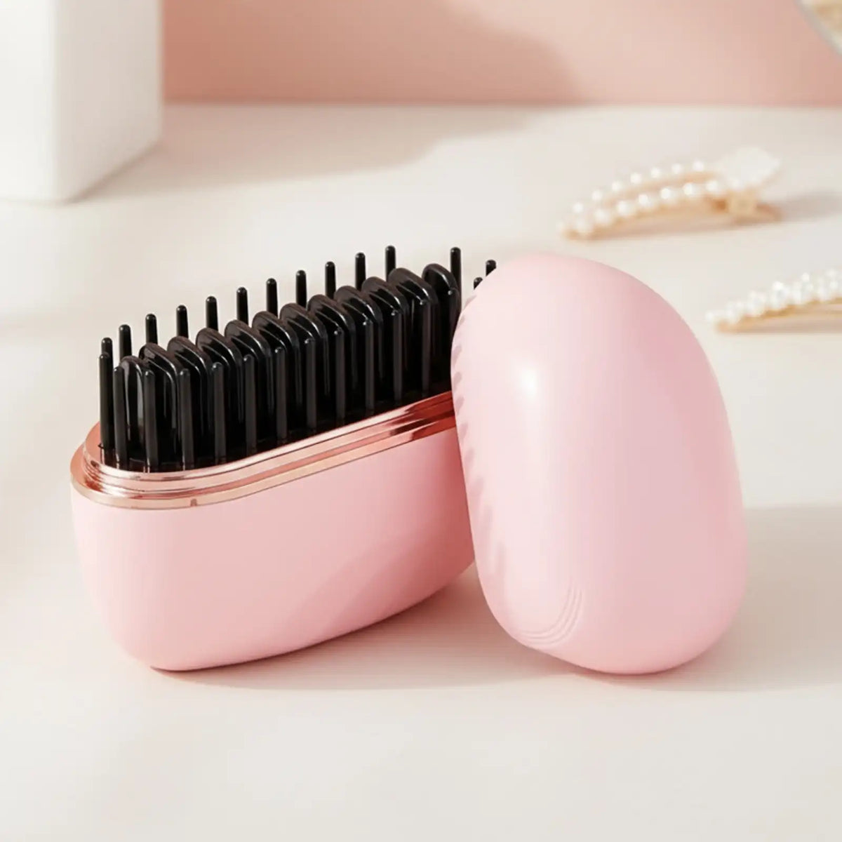 Cordless Mini Hair Straightener Brush with 3-Heat Settings