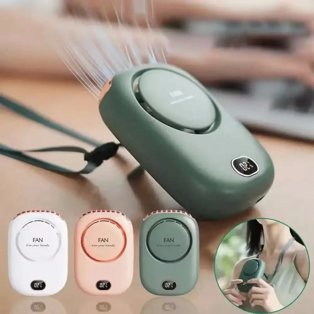 Rechargeable Portable Bladeless Neck Fan 3-Speed with LED Display