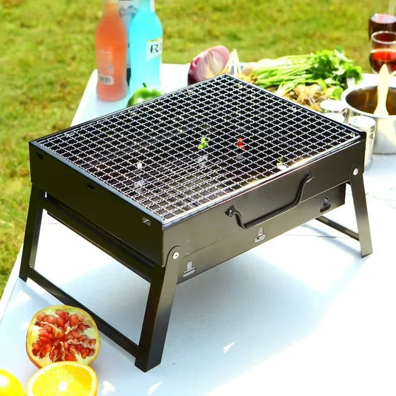 Portable Mini Charcoal BBQ Grill – Stainless Steel Pocket Camping Tool Kit