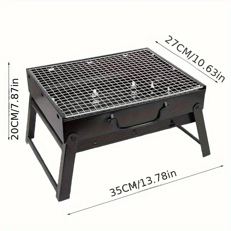 Portable Mini Charcoal BBQ Grill – Stainless Steel Pocket Camping Tool Kit
