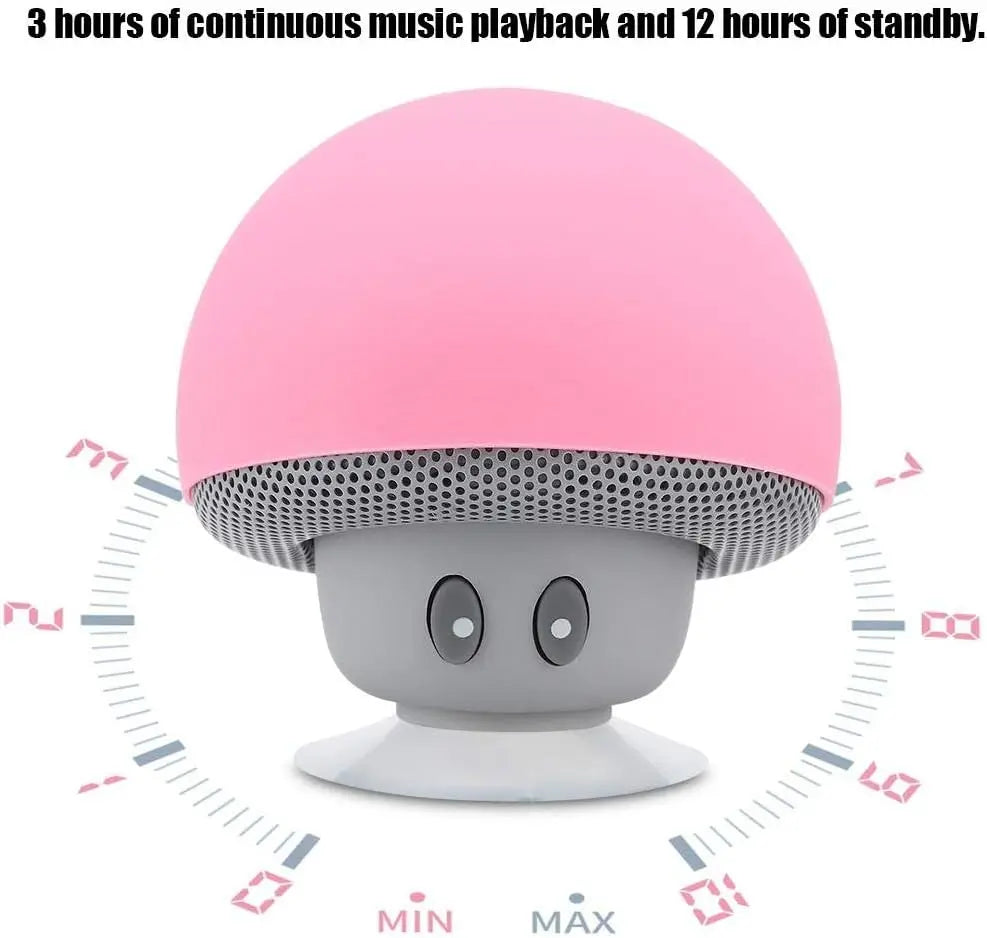 Portable Mushroom Bluetooth Speaker – 30ft Range Suction Cup Outdoor Subwoofer