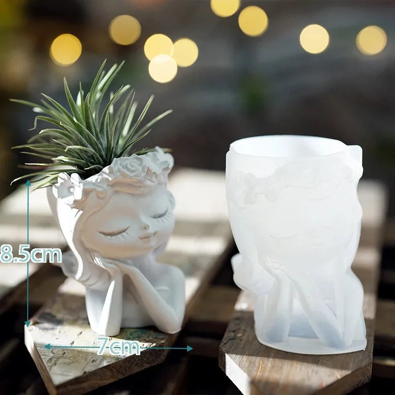 Pretty Girl Silicone Mold – DIY 3D Planter & Candle Holder Casting Tool