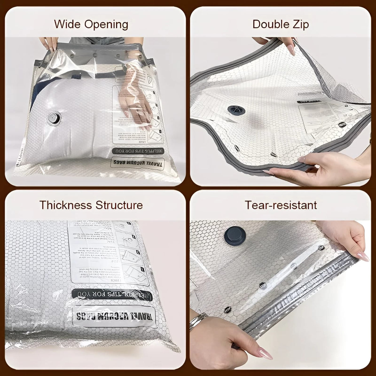 Cordless Compression Travel Vacuum Bag Set-15 Pack