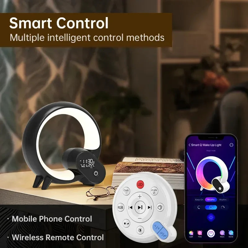 Smart Alarm Clock Lamp – Bluetooth, Wireless Charger & Light