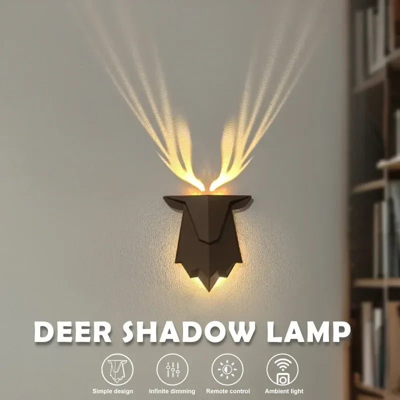 Deer Shadow LED Wall Night Light – Dimmable Bedside Lamp
