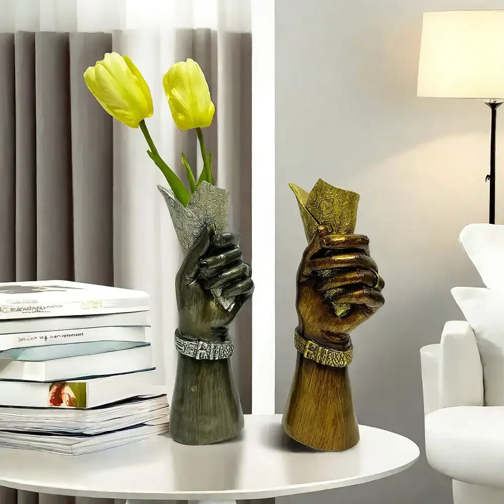Creative Hand Vase Sculpture – Resin Flower Vase Decor