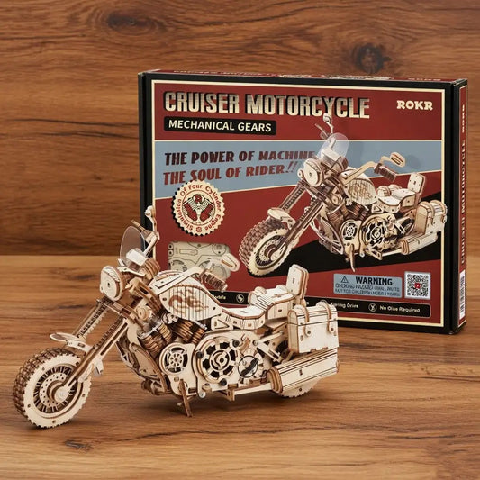 Robotime Rokr 3D Wood Motorcycle Puzzle Mechanical Cruiser Model Kit