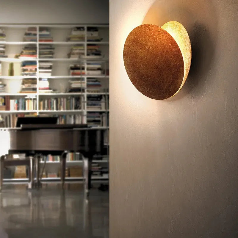 Moon Eclipse LED Wall Sconce – Modern Gold Round Lamp