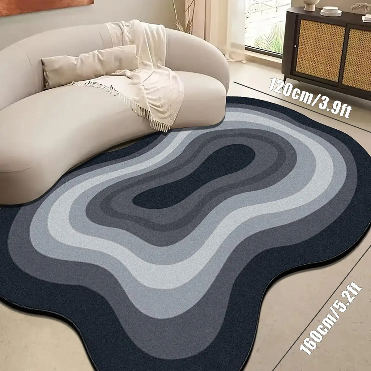 Irregular Art Non-Slip Memory Foam Rug for Living Room & Bedroom
