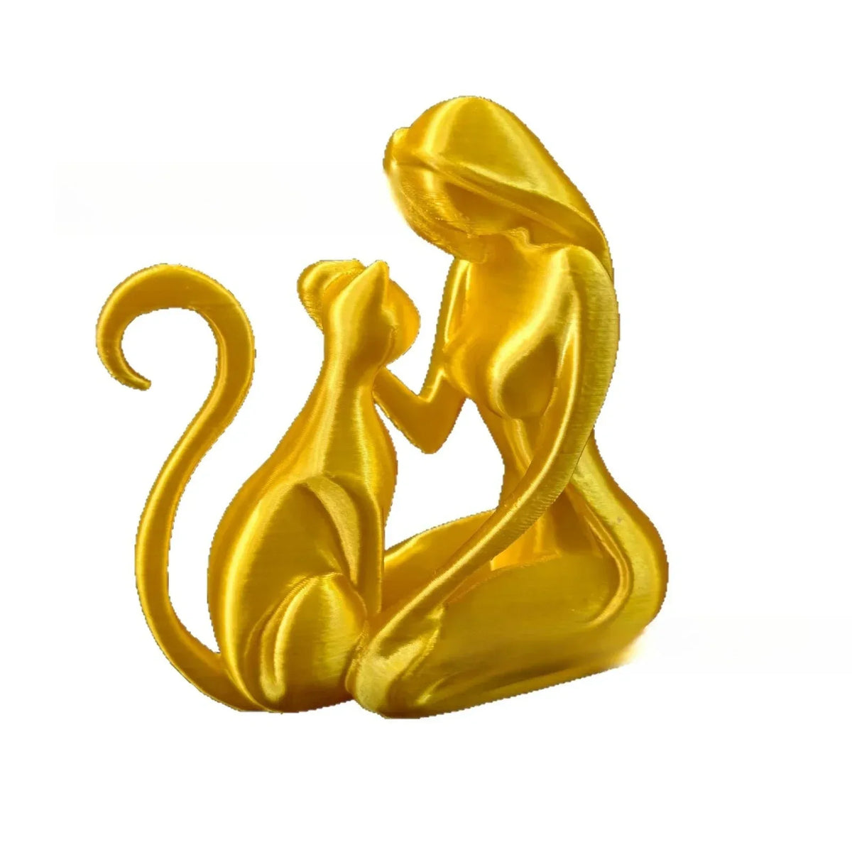 Ceramic Hug Cat Woman Statue Creative Desktop Ornament Cat Lovers