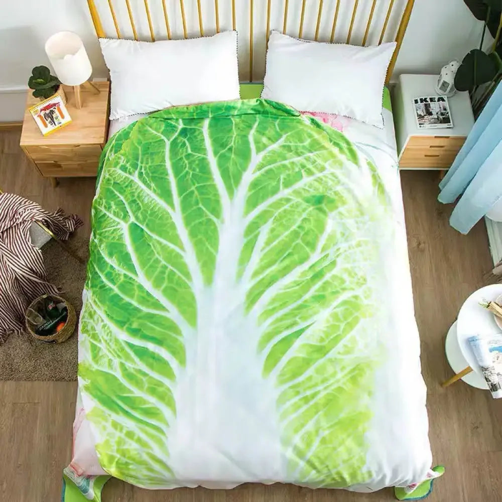 Cabbage Leaf Flannel Blanket – Soft Double-Sided Creative Sofa Throw
