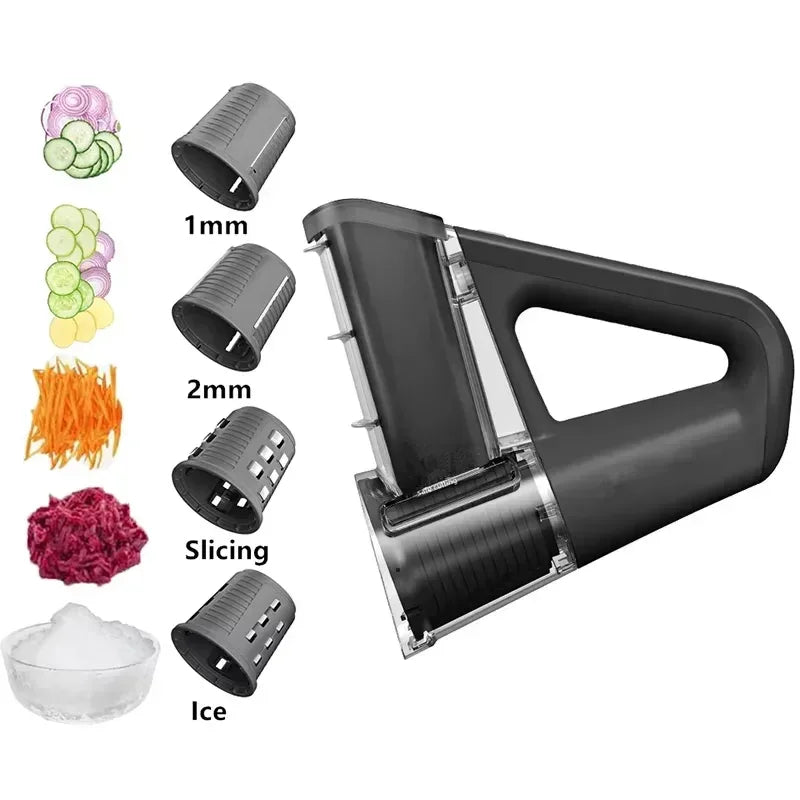 Electric Cheese Grater & Salad Maker 40W Portable Rotary Slicer with 4 Blades