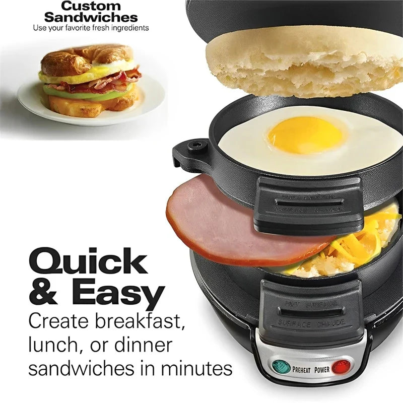 Mini Breakfast Burger Maker – Non-Stick Electric Muffin & Sandwich Machine