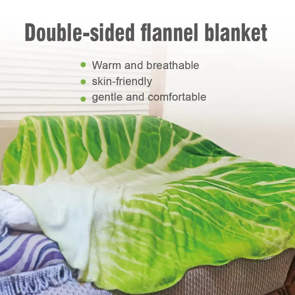 Cabbage Leaf Flannel Blanket – Soft Double-Sided Creative Sofa Throw