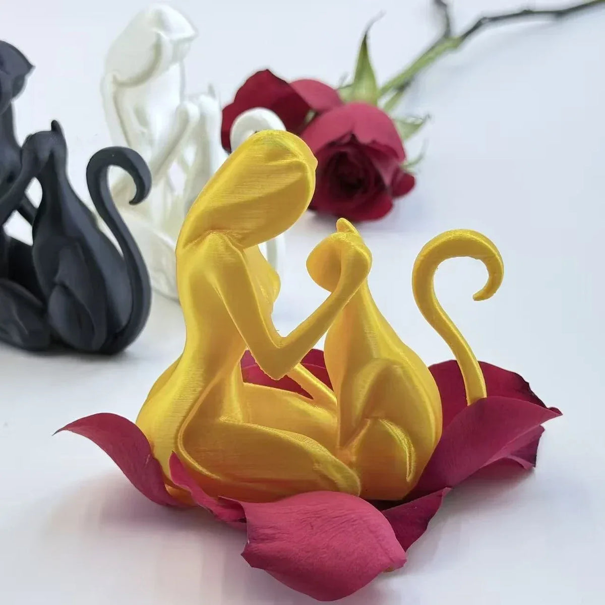 Ceramic Hug Cat Woman Statue Creative Desktop Ornament Cat Lovers