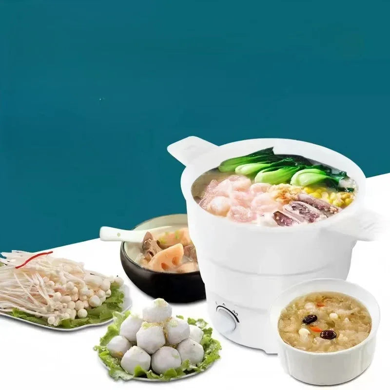 Foldable Silicone Electric Hot Pot – 1.2L Portable Travel Multi-Cooker