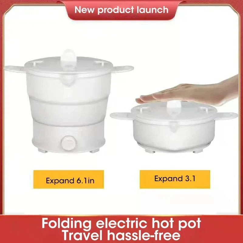 Foldable Silicone Electric Hot Pot – 1.2L Portable Travel Multi-Cooker