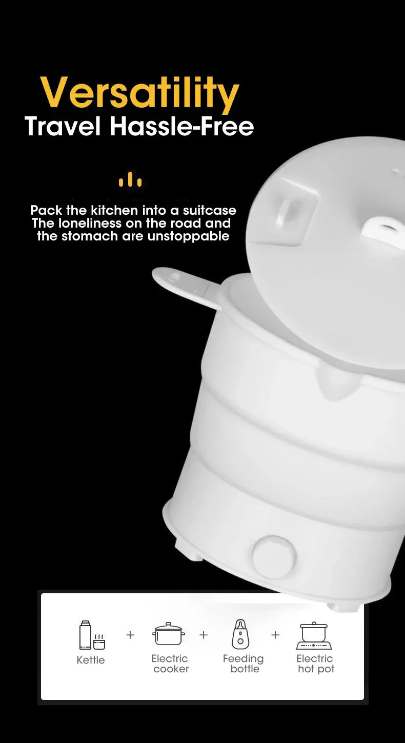 Foldable Silicone Electric Hot Pot – 1.2L Portable Travel Multi-Cooker