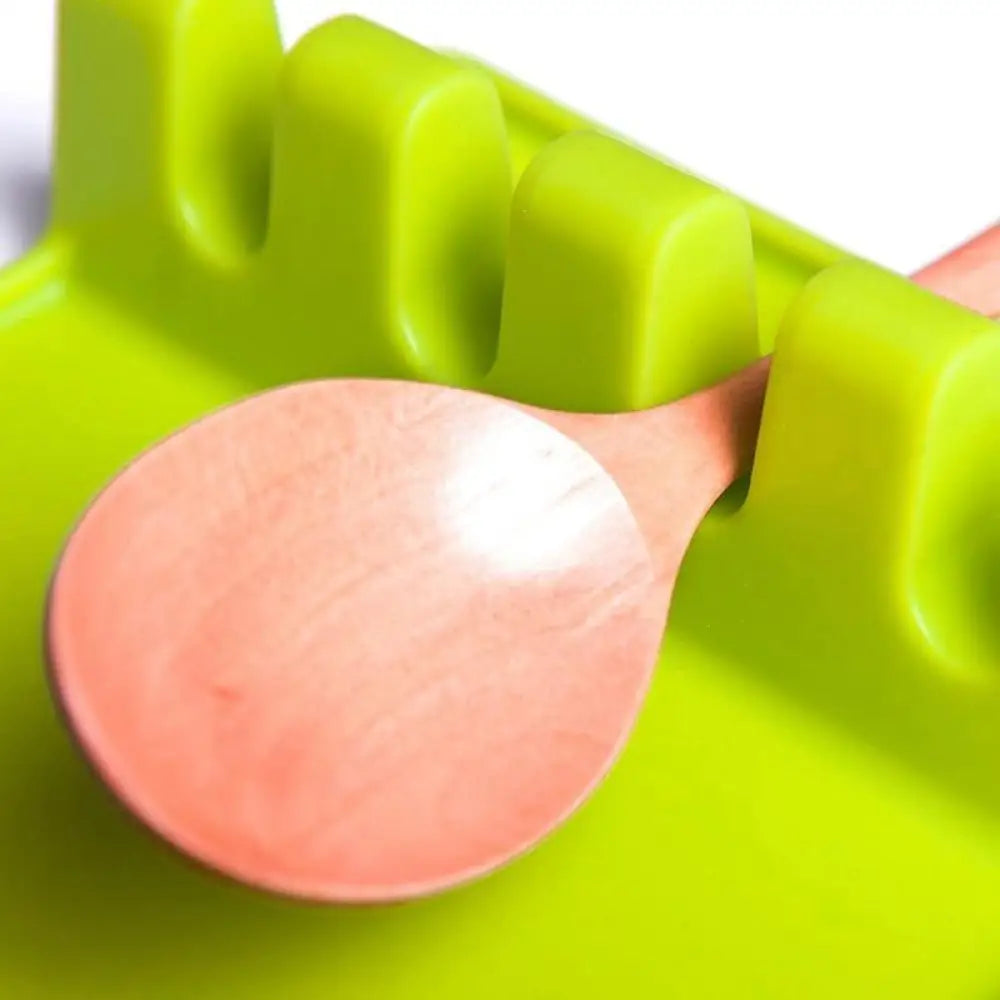 Silicone Utensil Rest – 4-Slot Spoon Holder with Drip Dish
