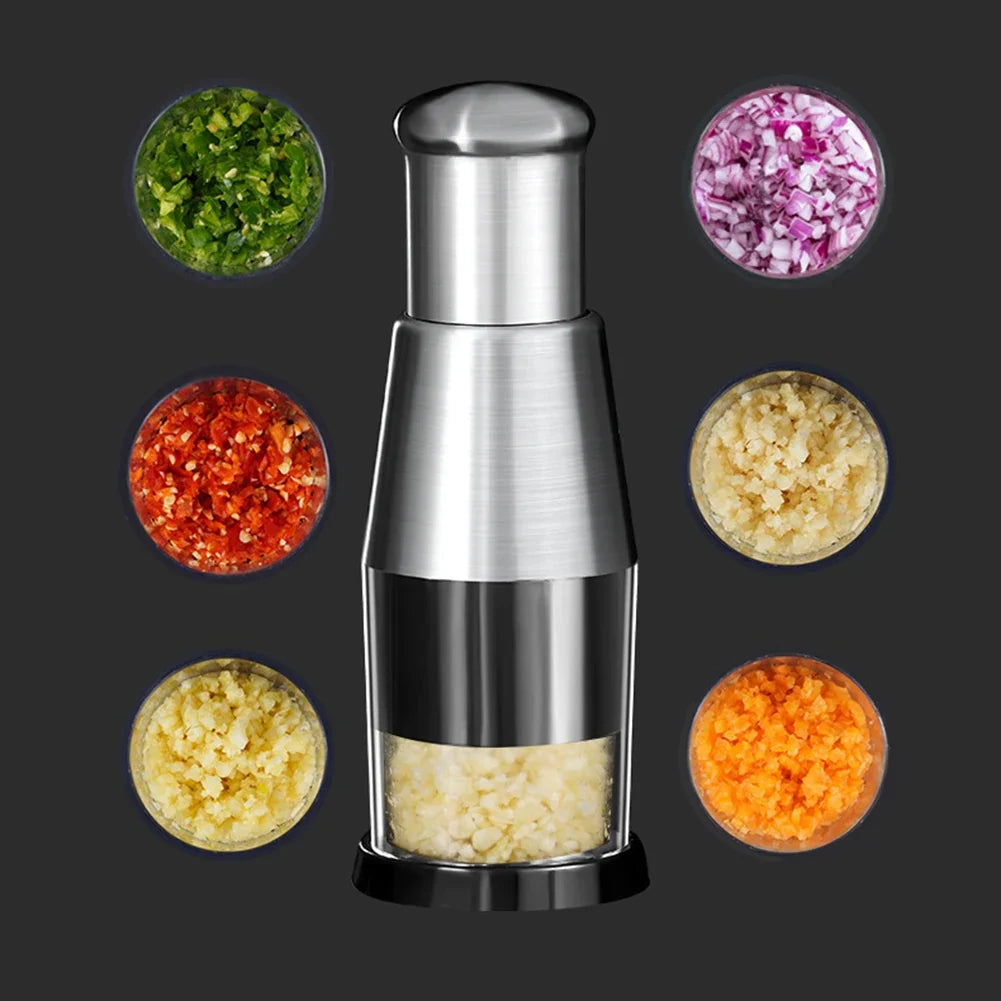 Stainless Steel Manual Garlic Chopper Multi-Purpose Press Food Processor